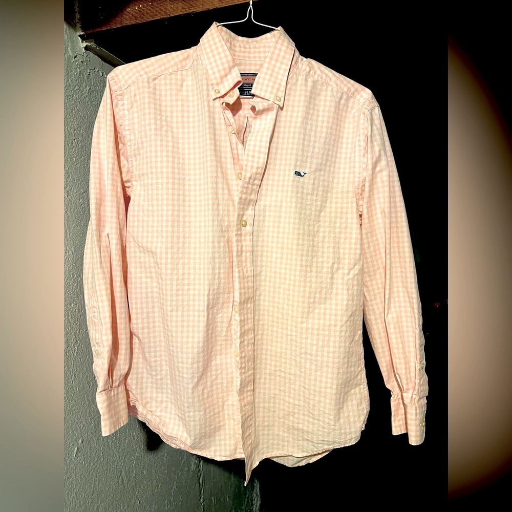 Vineyard Vines Men's Pink Checkered Shirt- size S